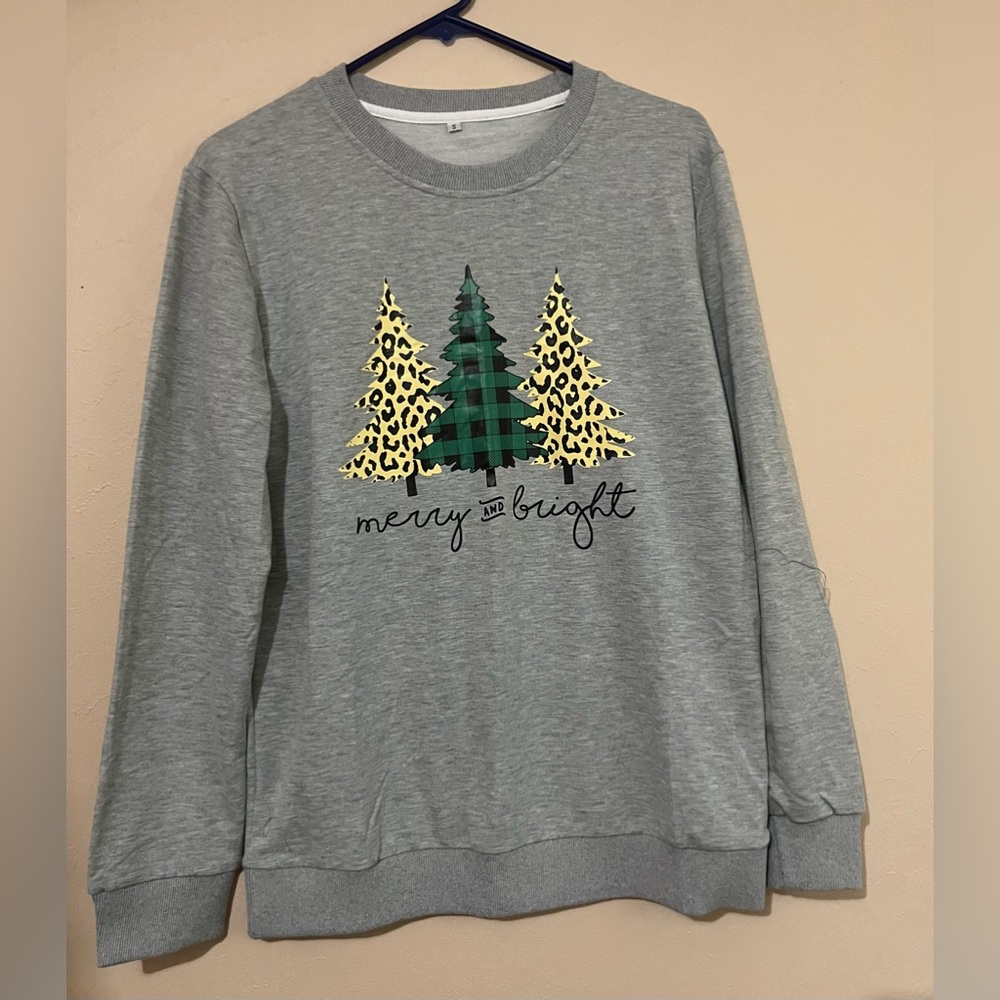Women’s “Merry and Bright” Christmas Tree Crewneck Sweatshirt